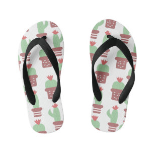 Cute Cactus Potted Plants Kid's Flip Flops