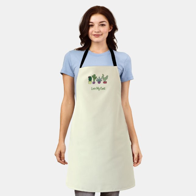 Cute Cactus Potted Plants Love My Cacti  Apron (Worn)