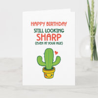 Cute Cactus Pun Looking Sharp Funny Birthday