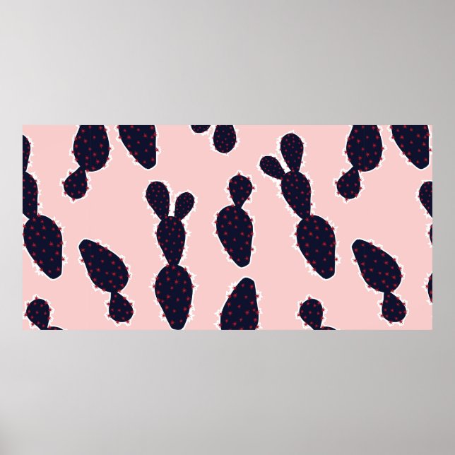 Cute cactus seamless pattern sweet mood and tone,  poster (Front)