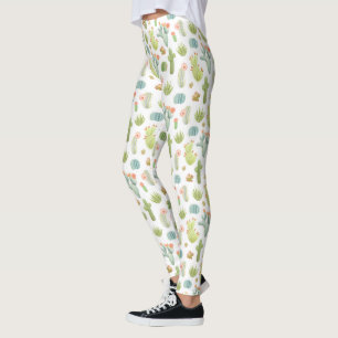 Cute Cactus Standing Pattern 2 Leggings