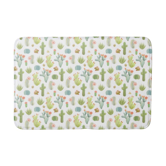 Cute Cactus Standing Pattern Bath Mat (Front)