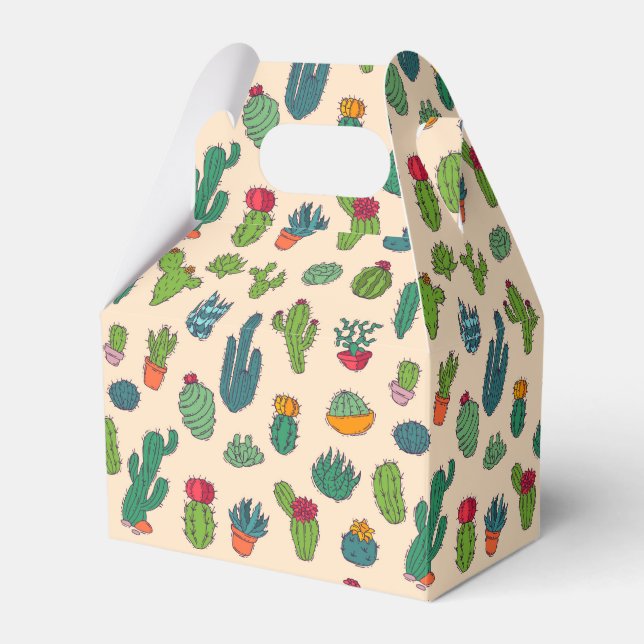 Cute Cactus Standing Pattern Favor Box (Front Side)