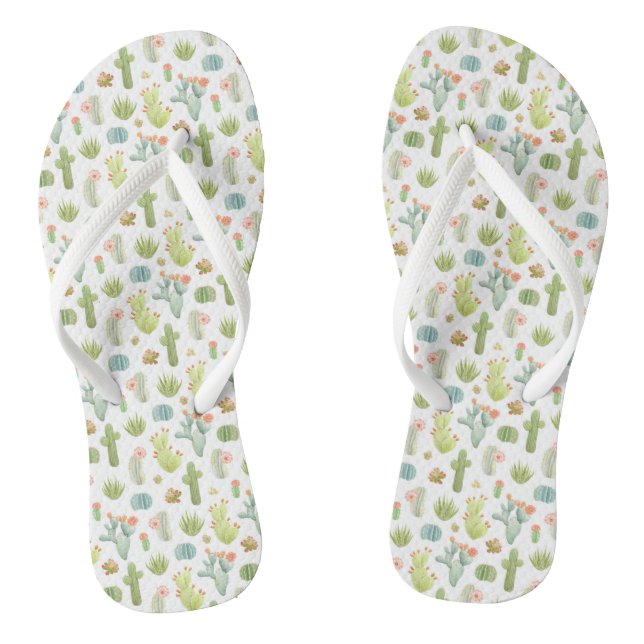 Cute Cactus Standing Pattern Flip Flops (Footbed)