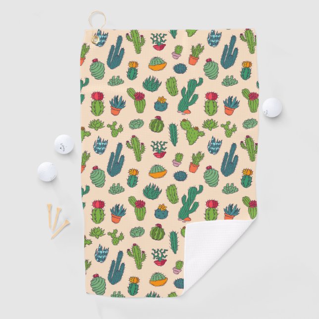 Cute Cactus Standing Pattern Golf Towel (InSitu)