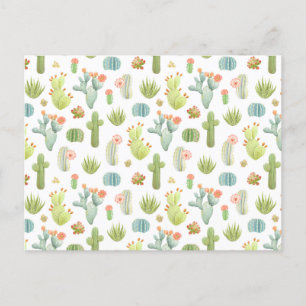 Cute Cactus Standing Pattern Holiday Postcard