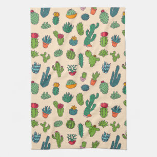 Cute Cactus Standing Pattern Kitchen Towel
