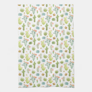 Cute Cactus Standing Pattern Kitchen Towel