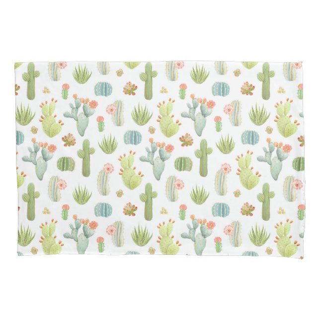 Cute Cactus Standing Pattern Pillowcase (Front-Left)