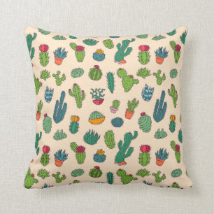 Cute Cactus Standing Pattern Throw Pillow