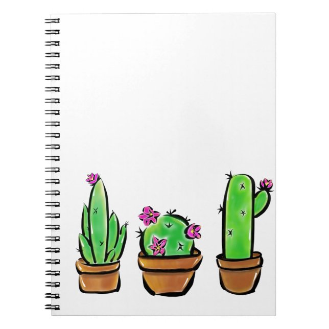 Cute Cactus Trio Illustration Notebook (Front)