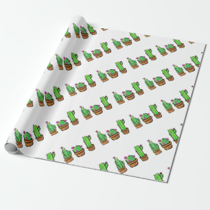 Cute Cactus Trio Illustration Wrapping Paper