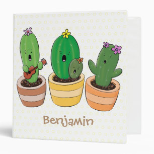 Cute cactus trio singing cartoon illustration binder