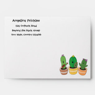 Cute cactus trio singing cartoon illustration envelope