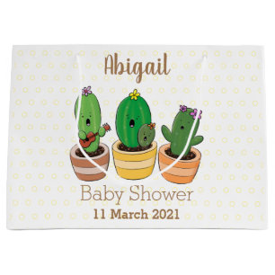 Cute cactus trio singing cartoon illustration large gift bag