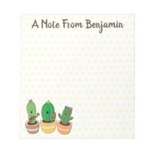 Cute cactus trio singing cartoon illustration notepad