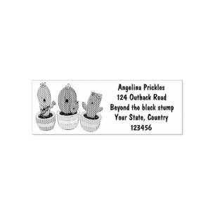 Cute cactus trio singing cartoon illustration  self-inking stamp