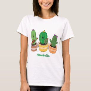 Cute cactus trio singing cartoon illustration T-Shirt