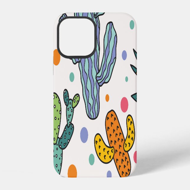 Cute Cactus Vintage Seamless Pattern iPhone Case (Back)