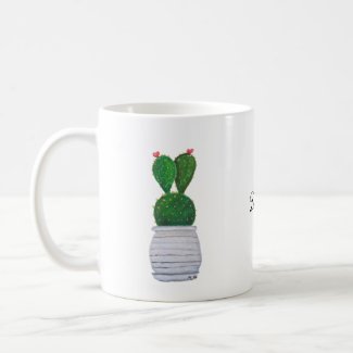 Cute Cactus Watercolor Art Personalized with Name Coffee Mug