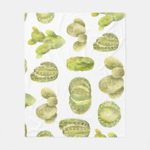 Cute Cactus, Watercolor Seamless Decor. Fleece Blanket