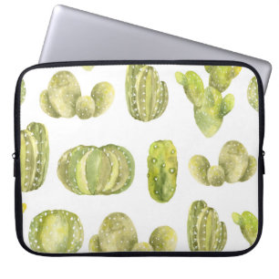 Cute Cactus, Watercolor Seamless Decor. Laptop Sleeve