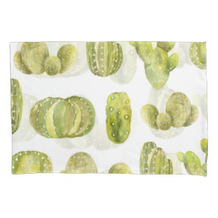 Cute Cactus, Watercolor Seamless Decor. Pillowcase