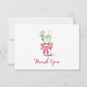 Cute Cactus Watercolor Valentine's Thank You Card