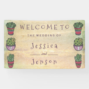 Cute Cactus Wedding Banner