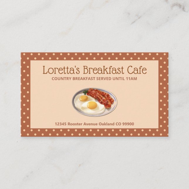 Cute Cafe Restaurant Food Polka Dot Business Card (Front)