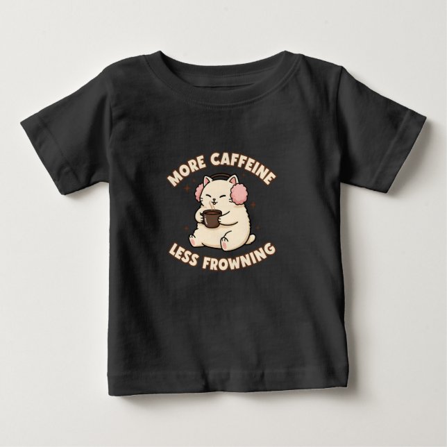 Cute Caffeine Cat Baby Bodysuit (Front)