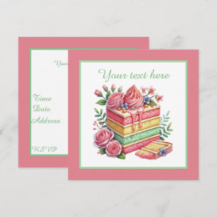 Cute cake bakery party invitation