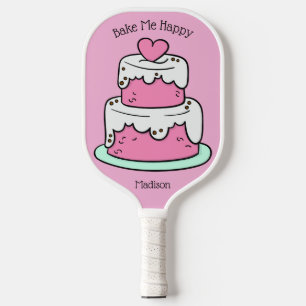 Cute Cake custom name, text & colour Pickleball Paddle