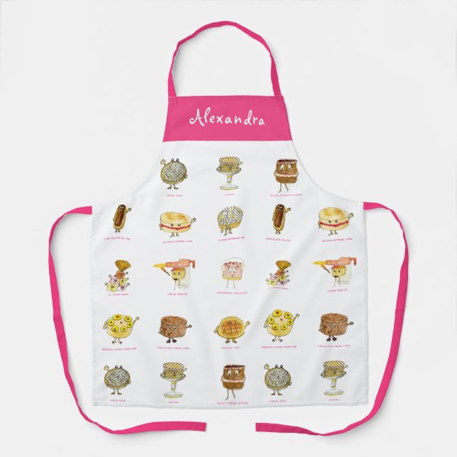 Cute cake dessert pattern personalized pink apron (Front)