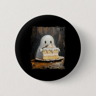 Cute Cake Ghost Eating Cake Funny Halloween Food L 2 Inch Round Button