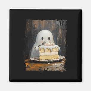 Cute Cake Ghost Eating Cake Funny Halloween Food L Magnet