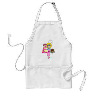 Cute cake maker and cakes cartoon apron - woman