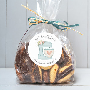 Cute Cake Mixer Baked With Love Classic Round Stic Classic Round Sticker