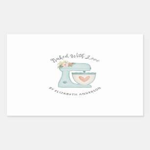 Cute Cake Mixer Baked With Love Rectangular Sticke Sticker