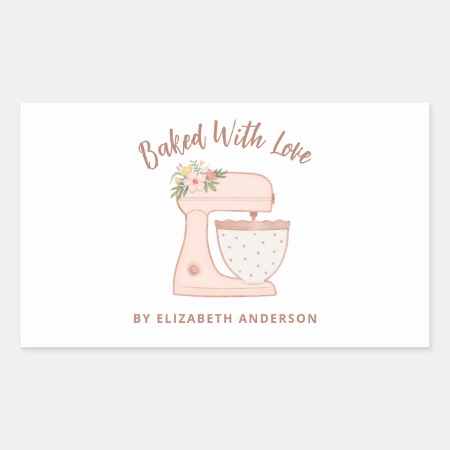 Cute Cake Mixer Baked With Love Sticker (Front)