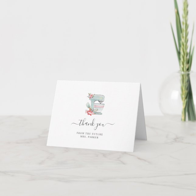 Cute Cake mixer Bridal Shower folded Thank you  Card (Front)