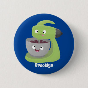 Cute cake mixer kitchen appliance cartoon 2 inch round button
