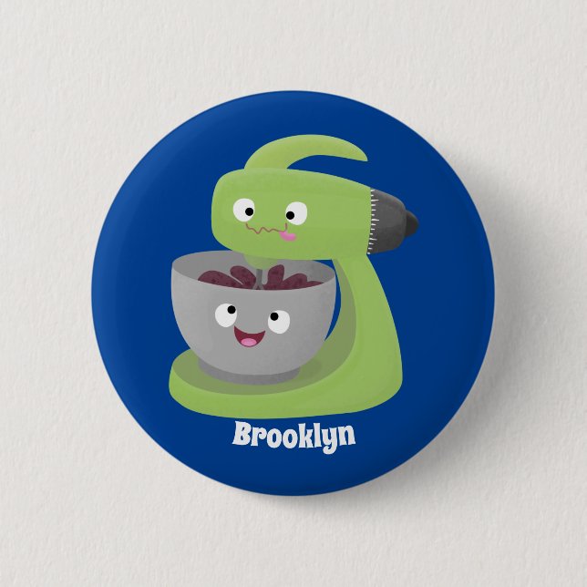 Cute cake mixer kitchen appliance cartoon 2 inch round button (Front)