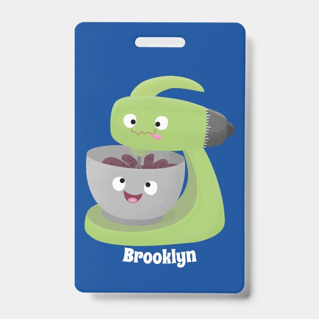 Cute cake mixer kitchen appliance cartoon  badge (Front)