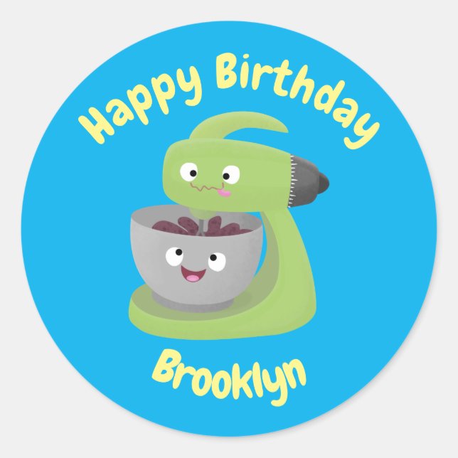 Cute cake mixer kitchen appliance cartoon classic  classic round sticker (Front)