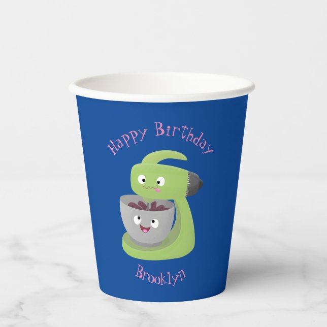 Cute cake mixer kitchen appliance cartoon paper cups (Front)