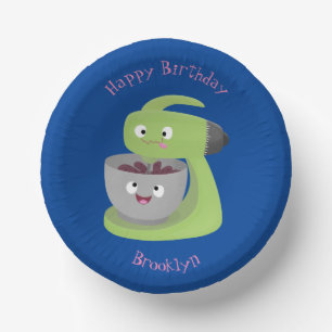 Cute cake mixer kitchen appliance cartoon paper plate