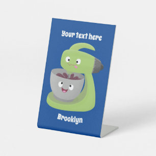 Cute cake mixer kitchen appliance cartoon pedestal sign