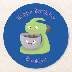 Cute cake mixer kitchen appliance cartoon round paper coaster