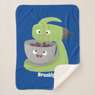 Cute cake mixer kitchen appliance cartoon sherpa blanket